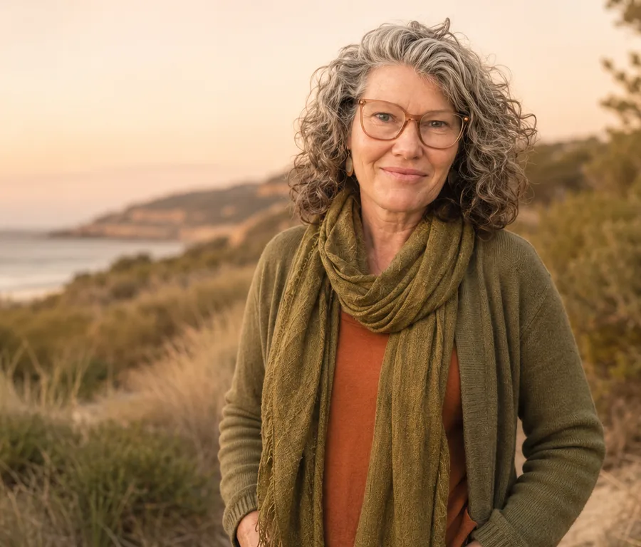 Louise Flaherty standing by the coastline