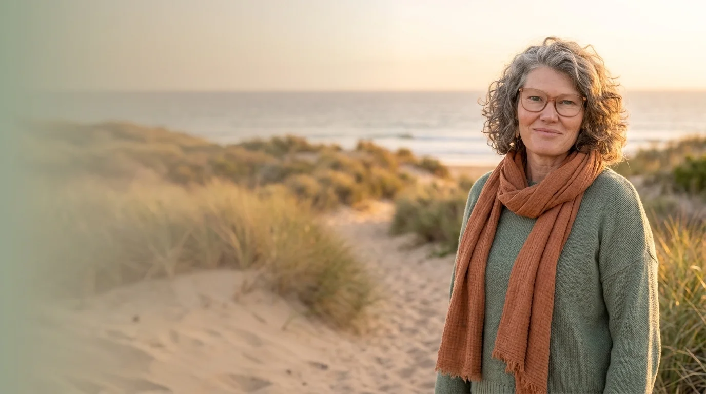 Louise Flaherty overlooking the coastline